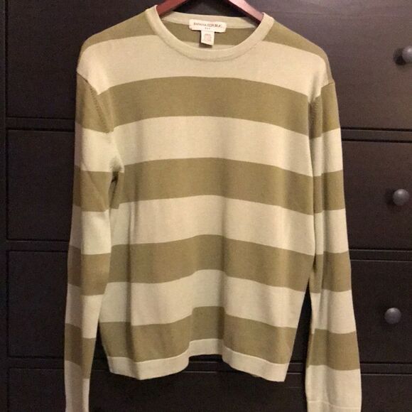 Banana Republic Green Stripe Sweater - Size Small - Picture 1 of 7